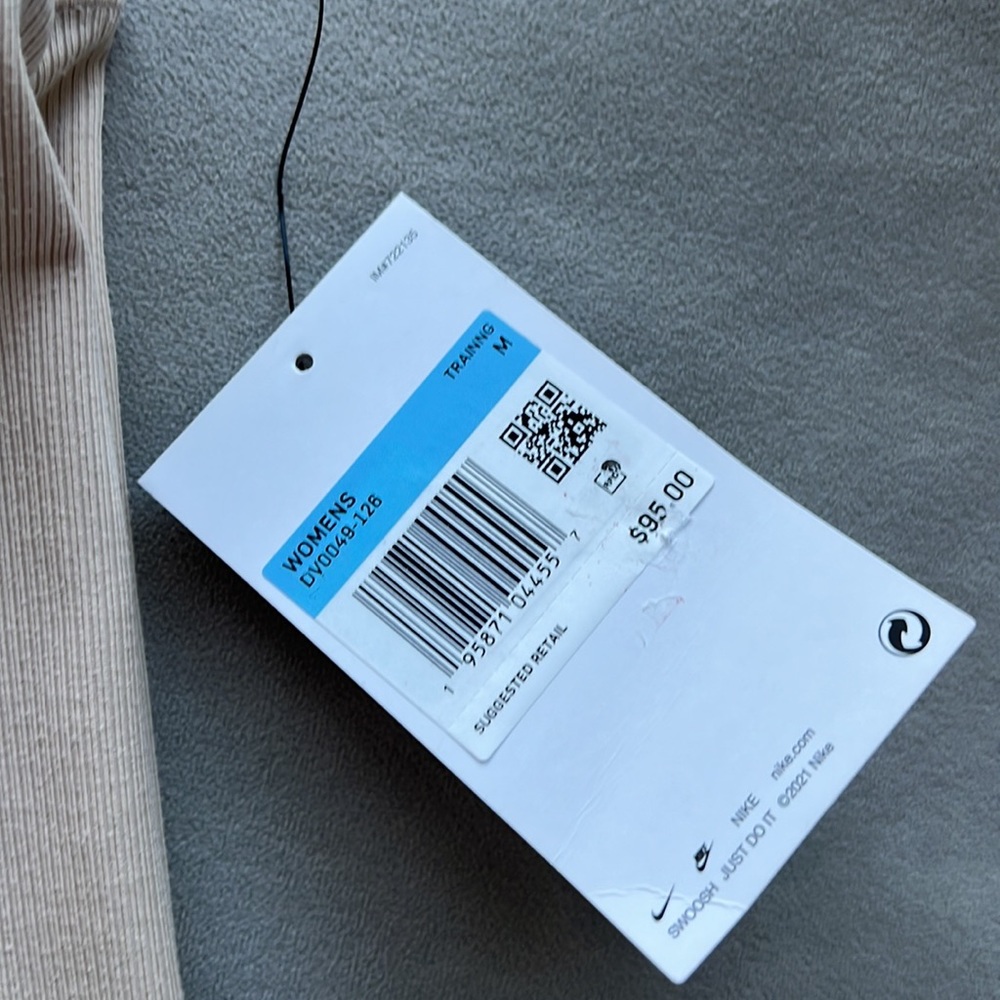 New Nike One Luxe Dri-FIT Rib Leggings in Sand Drift Size Medium - Picture 2 of 6